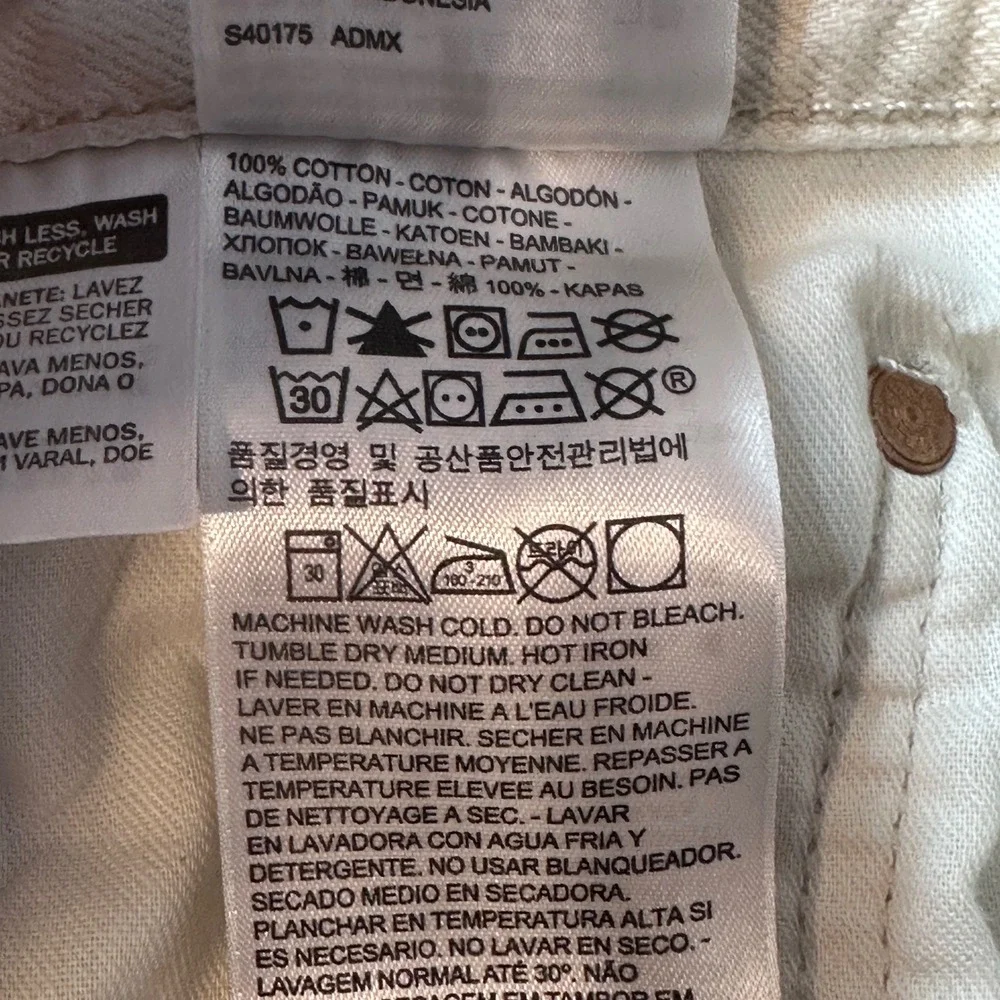 Levi's 501 Jeans Mens 38x34 (36x32) Original Fit White Oak Cone Denim Straight